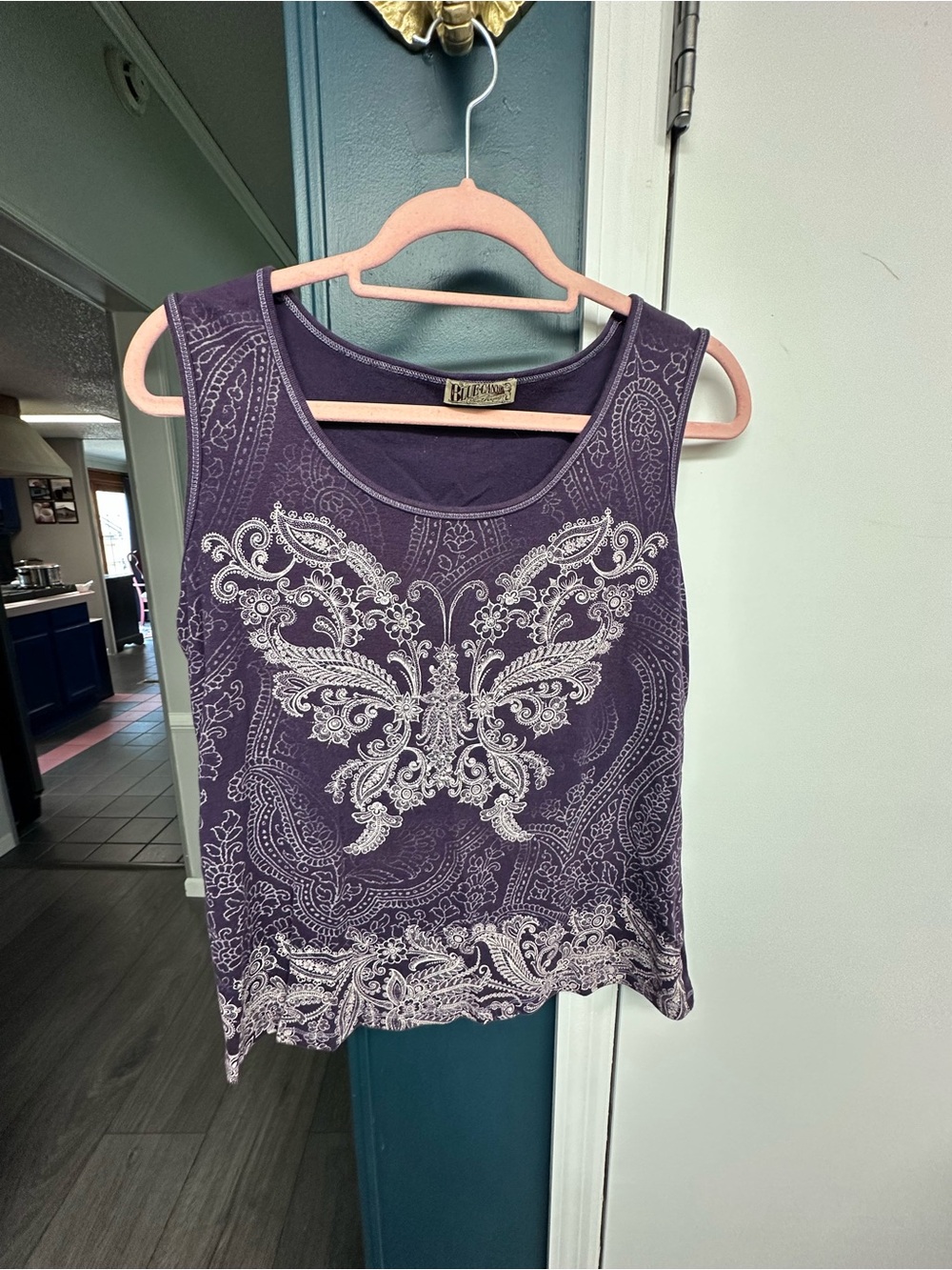 Blu Canyon Purple Paisley Butterfly Tank Top